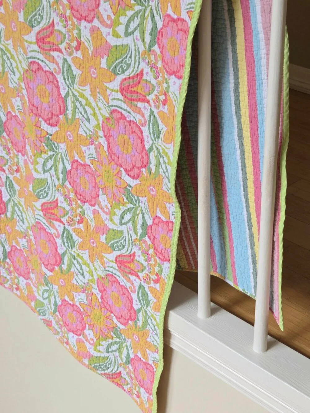 Cotton Reversible Bed Runner Quilt Bed Scarf Bench Cushion Topper Throw